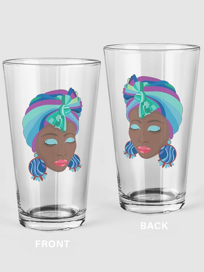 Woman With A Scarf On Hair Pint Glass -SPIdeals Designs