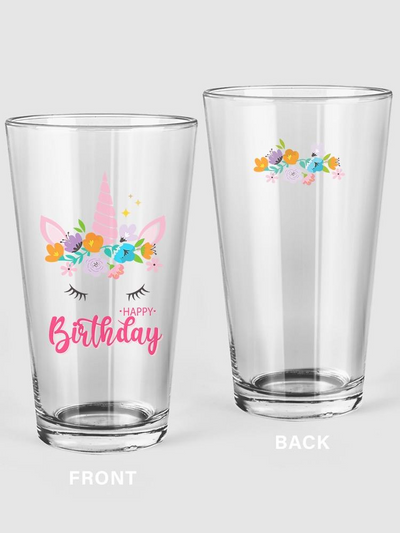 Birthday Unicorn Pint Glass -SPIdeals Designs