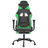 vidaXL Massage Gaming Chair with Footrest Black&Green Faux Leather