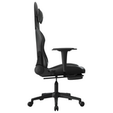 vidaXL Massage Gaming Chair with Footrest Black Faux Leather