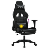 vidaXL Massage Gaming Chair with Footrest Black Faux Leather