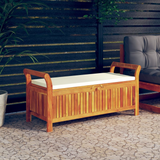 vidaXL Patio Storage Bench with Cushion 49.6" Solid Wood Acacia