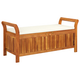 vidaXL Patio Storage Bench with Cushion 49.6" Solid Wood Acacia