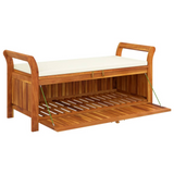 vidaXL Patio Storage Bench with Cushion 49.6" Solid Wood Acacia