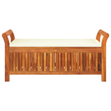 vidaXL Patio Storage Bench with Cushion 49.6" Solid Wood Acacia