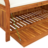 vidaXL Patio Storage Bench with Cushion 49.6" Solid Wood Acacia