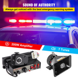 VEVOR 200W Car Warning Alarm Vehicle 7 Sound Loud Warning Alarm Kit MIC System Emergency Fire Siren PA Speaker