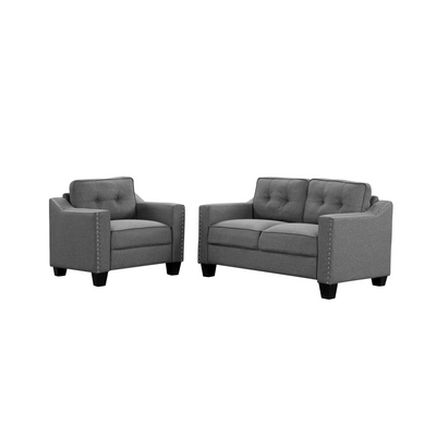 3 Piece Living Room Set with tufted cushions.