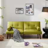 Convertible Sofa Bed Futon with Solid Wood Legs Linen Fabric Musterd Green