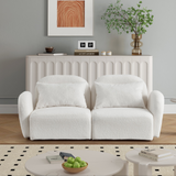 Living Room Furniture Lazy Sofa Loveseat Teddy Fabric White