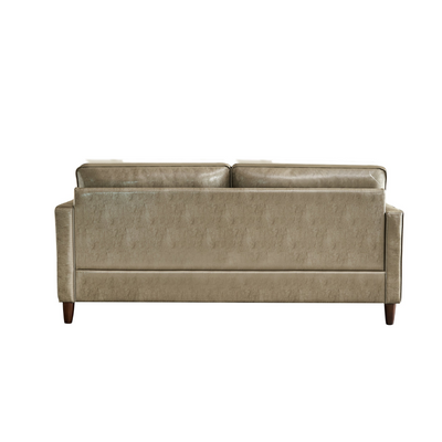 Modern Mid-Century Vegan Leather Sofa （Khaki）