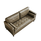 Modern Mid-Century Vegan Leather Sofa （Khaki）