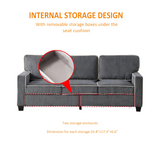 Living Room Sofa with Storage Dark Grey Corduroy