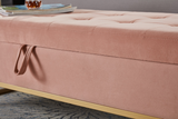 58.6" Bed Bench Metal Base with Storage Pink Velvet