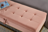 58.6" Bed Bench Metal Base with Storage Pink Velvet