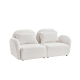 Living Room Furniture Lazy Sofa Loveseat Teddy Fabric White