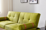 Convertible Sofa Bed Futon with Solid Wood Legs Linen Fabric Musterd Green