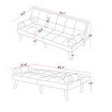 Convertible Sofa Bed Futon with Solid Wood Legs Linen Fabric Musterd Green