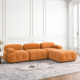 Modular Sectional Sofa, Button Tufted Designed and DIY Combination,L Shaped Couch with Reversible Ottoman, Orange Velvet