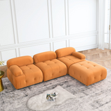 Modular Sectional Sofa, Button Tufted Designed and DIY Combination,L Shaped Couch with Reversible Ottoman, Orange Velvet