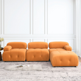 Modular Sectional Sofa, Button Tufted Designed and DIY Combination,L Shaped Couch with Reversible Ottoman, Orange Velvet