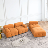 Modular Sectional Sofa, Button Tufted Designed and DIY Combination,L Shaped Couch with Reversible Ottoman, Orange Velvet