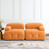 Modular Sectional Sofa, Button Tufted Designed and DIY Combination,L Shaped Couch with Reversible Ottoman, Orange Velvet