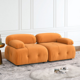 Modular Sectional Sofa, Button Tufted Designed and DIY Combination,L Shaped Couch with Reversible Ottoman, Orange Velvet