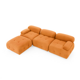 Modular Sectional Sofa, Button Tufted Designed and DIY Combination,L Shaped Couch with Reversible Ottoman, Orange Velvet