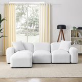 L-Shape Modular Sectional Sofa, DIY Combination,Teddy Fabric,White