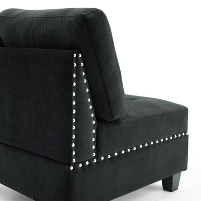 U shape Modular Sectional Sofa,DIY Combination,includes Two Single Chair ,Two Corner and Two Ottoman,Black Velvet.