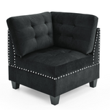 U shape Modular Sectional Sofa,DIY Combination,includes Two Single Chair ,Two Corner and Two Ottoman,Black Velvet.