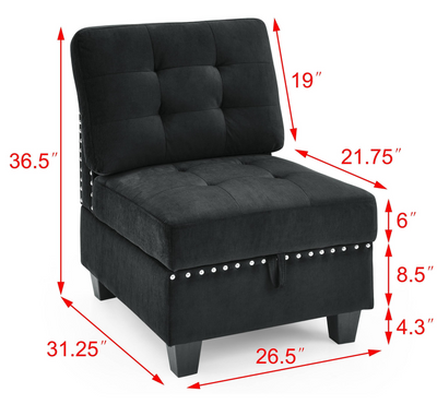 U shape Modular Sectional Sofa,DIY Combination,includes Two Single Chair ,Two Corner and Two Ottoman,Black Velvet.