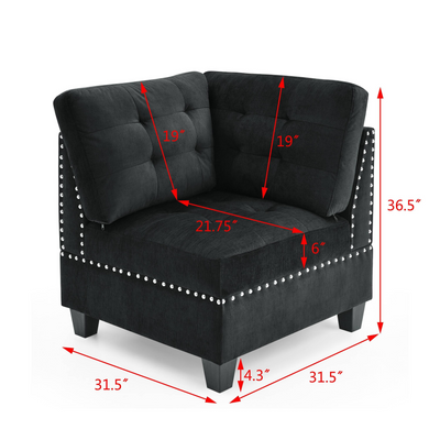 U shape Modular Sectional Sofa,DIY Combination,includes Two Single Chair ,Two Corner and Two Ottoman,Black Velvet.