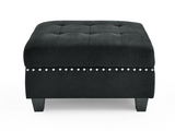 U shape Modular Sectional Sofa,DIY Combination,includes Seven Single Chair,Four Corner and One Ottoman,Black Velvet.