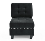 U shape Modular Sectional Sofa,DIY Combination,includes Seven Single Chair,Four Corner and One Ottoman,Black Velvet.