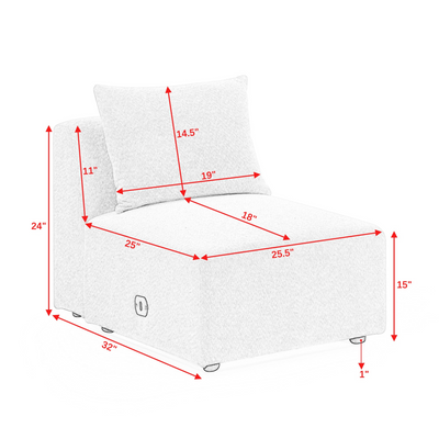 U Shape Sectional Sofa including Two Single Seat, Two Chaises and Two Ottomans, Modular Sofa, DIY Combination, Loop Yarn Fabric, Beige