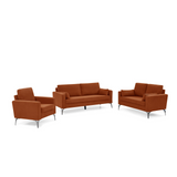 3 Piece Living Room Sofa Set, including 3-Seater Sofa, Loveseat and Sofa Chair, with Two Small Pillows, Corduroy Orange