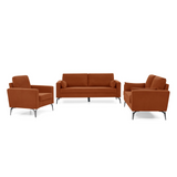 3 Piece Living Room Sofa Set, including 3-Seater Sofa, Loveseat and Sofa Chair, with Two Small Pillows, Corduroy Orange