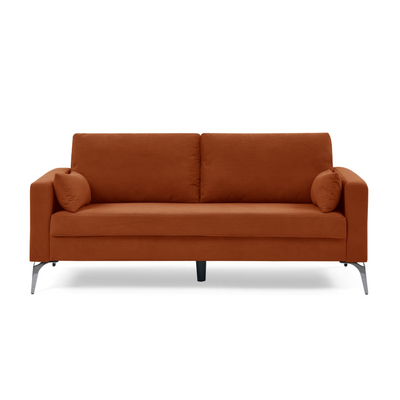 3 Piece Living Room Sofa Set, including 3-Seater Sofa, Loveseat and Sofa Chair, with Two Small Pillows, Corduroy Orange