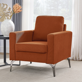 3 Piece Living Room Sofa Set, including 3-Seater Sofa, Loveseat and Sofa Chair, with Two Small Pillows, Corduroy Orange