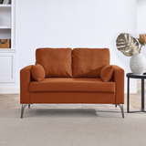 3 Piece Living Room Sofa Set, including 3-Seater Sofa, Loveseat and Sofa Chair, with Two Small Pillows, Corduroy Orange