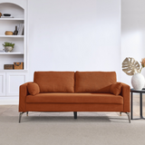 3 Piece Living Room Sofa Set, including 3-Seater Sofa, Loveseat and Sofa Chair, with Two Small Pillows, Corduroy Orange