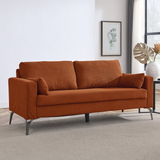 3 Piece Living Room Sofa Set, including 3-Seater Sofa, Loveseat and Sofa Chair, with Two Small Pillows, Corduroy Orange