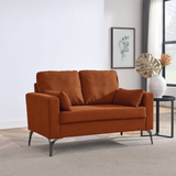 3 Piece Living Room Sofa Set, including 3-Seater Sofa, Loveseat and Sofa Chair, with Two Small Pillows, Corduroy Orange