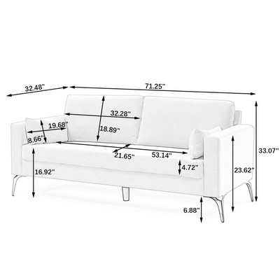 3 Piece Living Room Sofa Set, including 3-Seater Sofa, Loveseat and Sofa Chair, with Two Small Pillows, Corduroy Orange