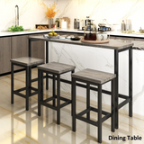 Counter Height Extra Long Dining Table Set with 3 Stools Pub Kitchen Set Side Table with Footrest, Gray