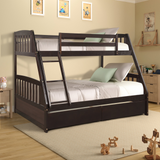 Solid Wood Twin Over Full Bunk Bed with Two Storage Drawers, Espresso