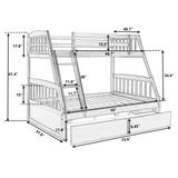 Solid Wood Twin Over Full Bunk Bed with Two Storage Drawers, Espresso