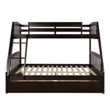 Solid Wood Twin Over Full Bunk Bed with Two Storage Drawers, Espresso